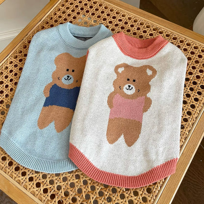 Pet Clothes Fall and Winter New Arrival Bear Thick Warm Sweater Teddy Bichon Dog Cat Elastic Knitting Vest