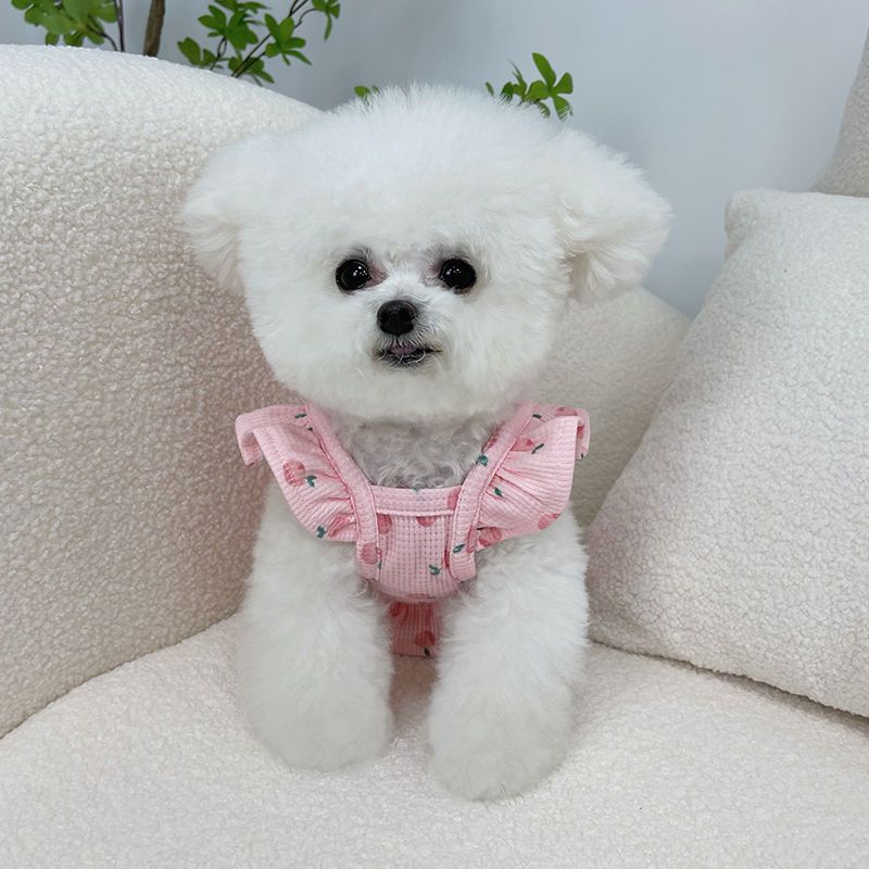 Pet Clothes Spring and Summer Thin Breathable Flounced Sleeve Vest Teddy Bichon Puppy Clothes