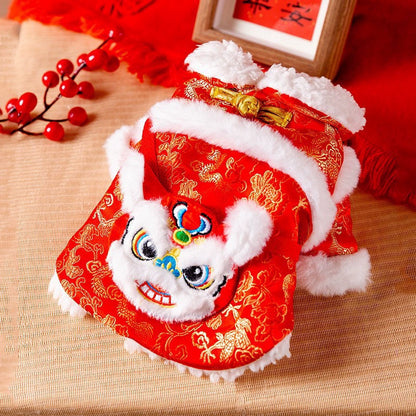 Spring Pet Small Skirt Clothes Princess Tassel Lace Tang Suit Group Pet Clothes New Year Festive Gift Box