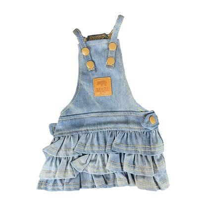 Autumn and Winter Denim Denim Skirt Two-Tone Casual Teddy Bichon Dog Clothes Blue White Pet Clothes