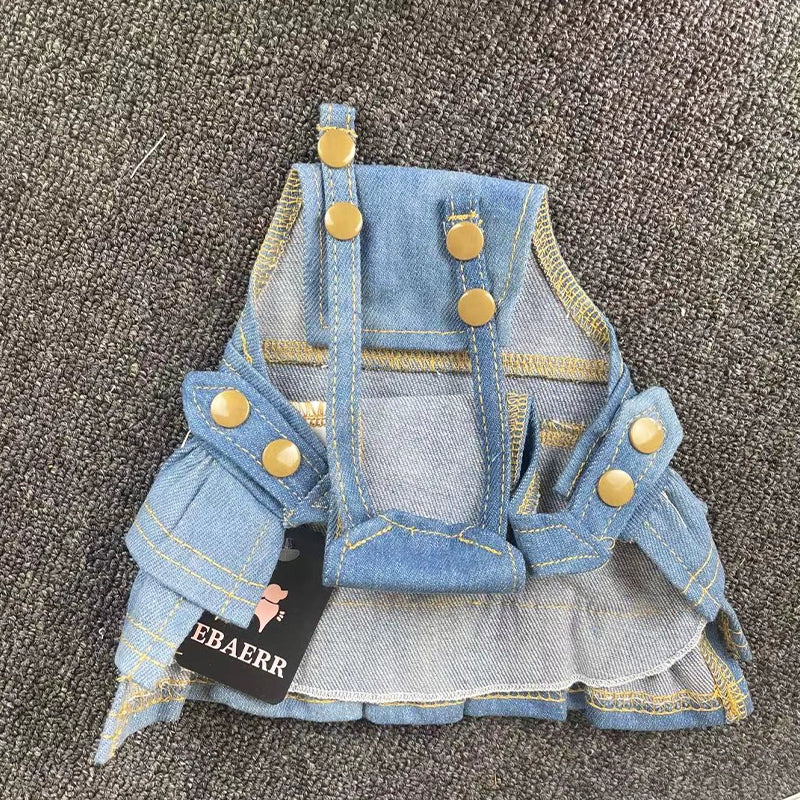 Autumn and Winter Denim Denim Skirt Two-Tone Casual Teddy Bichon Dog Clothes Blue White Pet Clothes