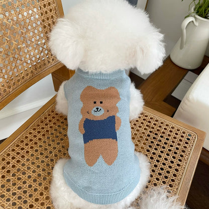 Pet Clothes Fall and Winter New Arrival Bear Thick Warm Sweater Teddy Bichon Dog Cat Elastic Knitting Vest