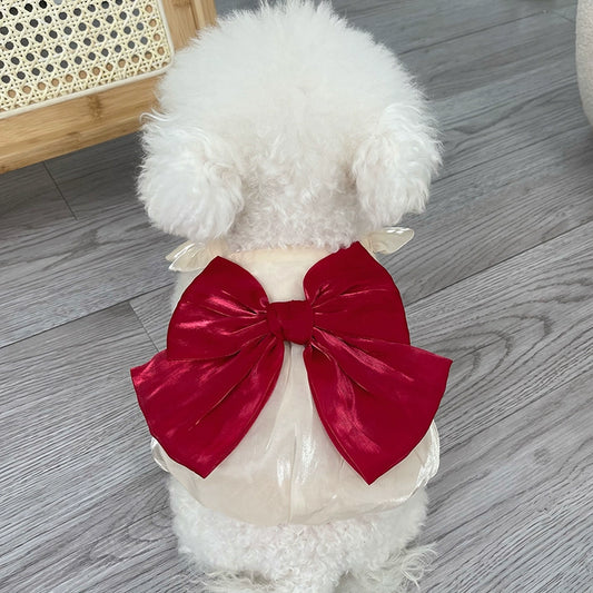 MIJIA Pet Clothes Spring/Summer New Arrival Flounced Sleeve Bows Dress Yarn Skirt Teddy Bichon Dog Cat Clothes