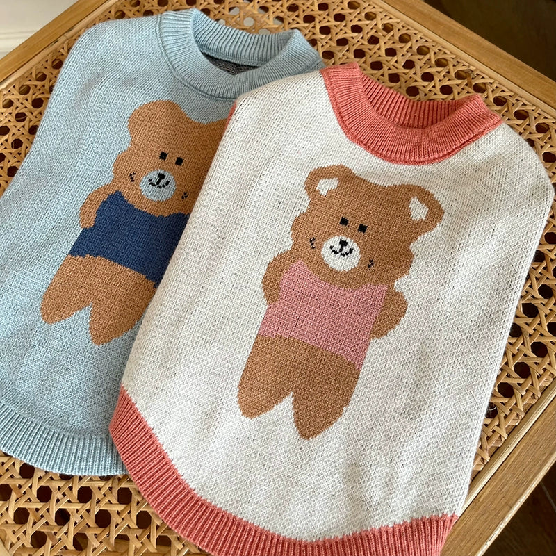 Pet Clothes Fall and Winter New Arrival Bear Thick Warm Sweater Teddy Bichon Dog Cat Elastic Knitting Vest