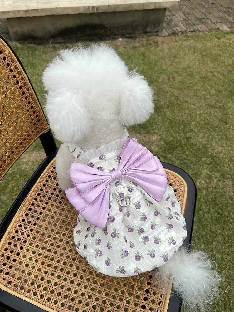 Pet Clothes Spring/Summer New Arrival Floral Slip Dress Teddy Bichon Dog Cat out Traction Buckle Thin Clothes