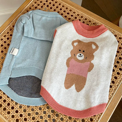 Pet Clothes Fall and Winter New Arrival Bear Thick Warm Sweater Teddy Bichon Dog Cat Elastic Knitting Vest