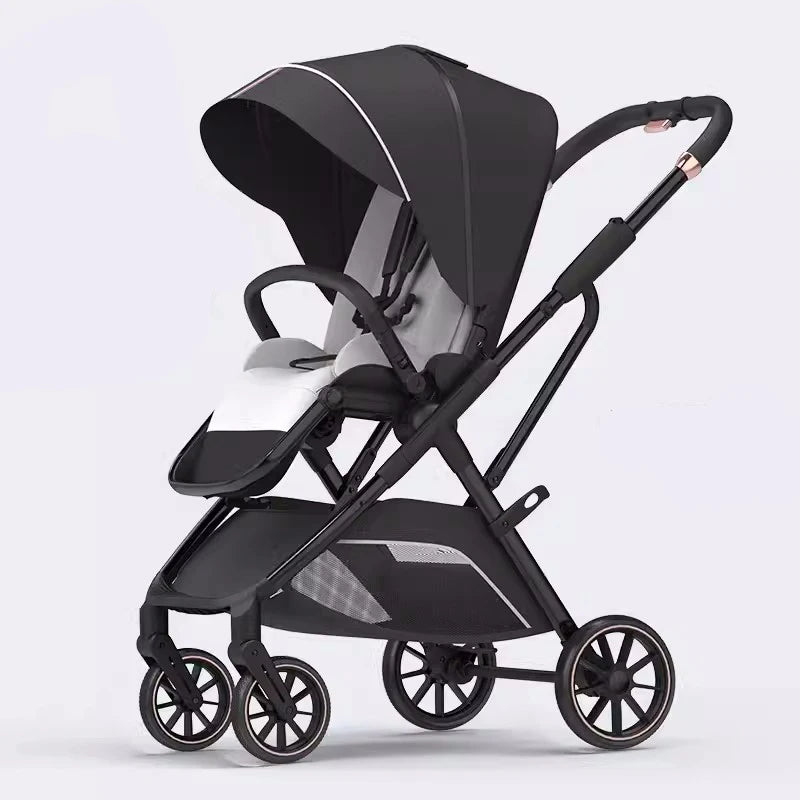 Fashion High View Baby Stroller Ergonomics Seat Bassinet for Newborn Portable Baby Pram One Hand to Recline Basket Pushchair