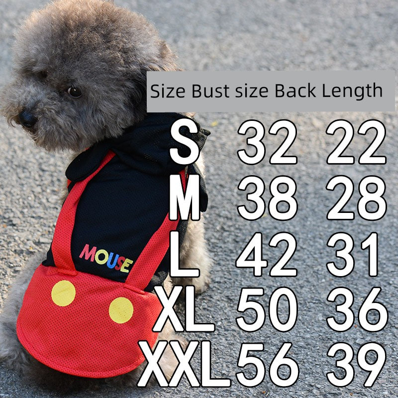 Pet Clothes Thin Summer Clothing Breathable Sun Protection Teddy Vest Dog Mesh Grid Mickey Panda Pet Costume