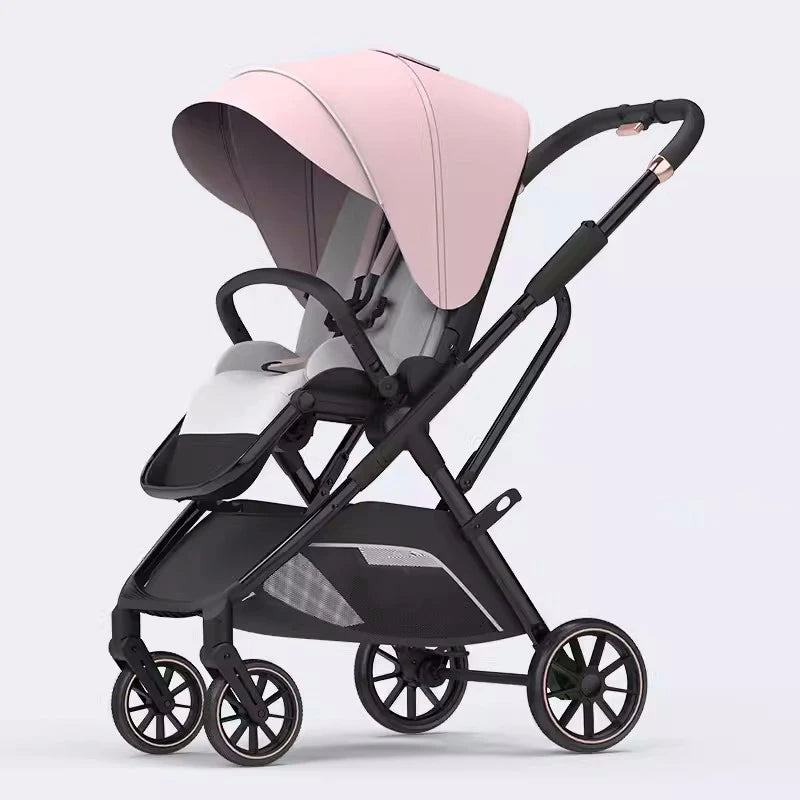 Fashion High View Baby Stroller Ergonomics Seat Bassinet for Newborn Portable Baby Pram One Hand to Recline Basket Pushchair