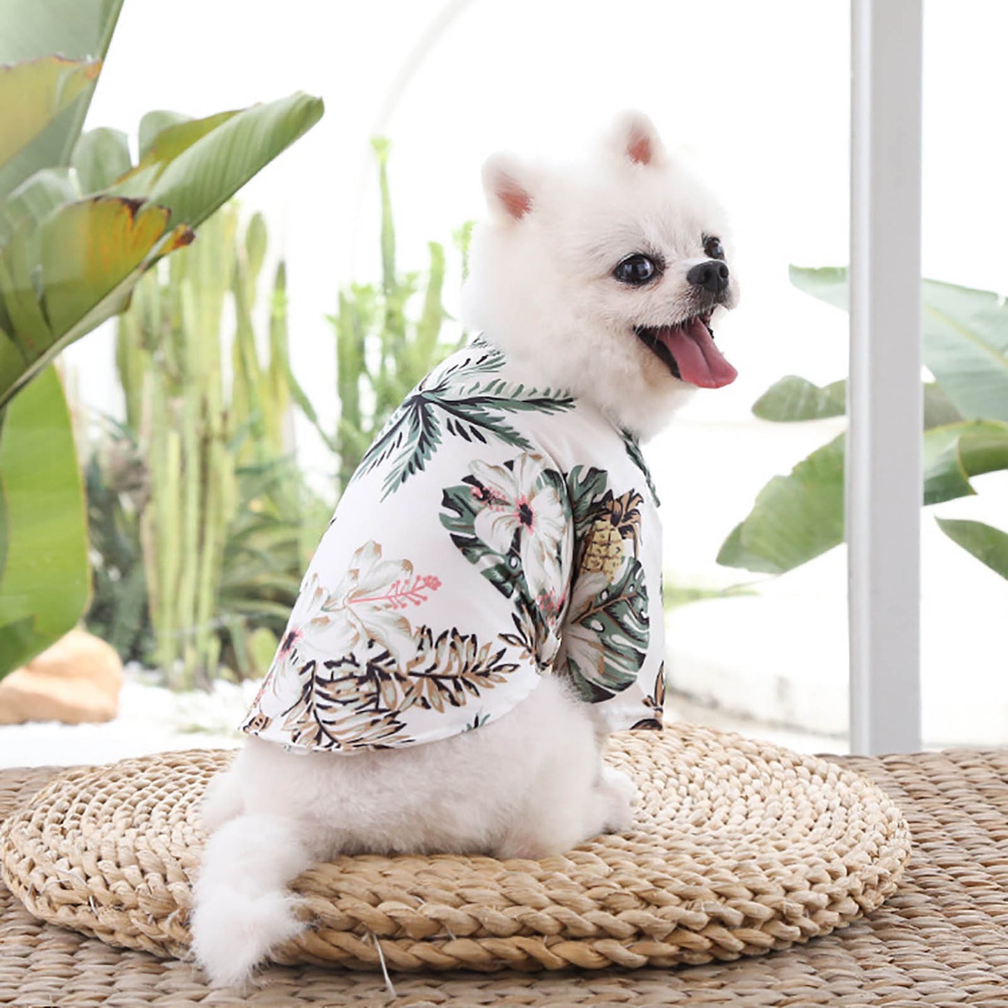 Pet Summer Cotton Shirts Hawaii Style Floral Pattern Dog Shirt Hawaiian Printed Puppy Doggie Shirt Beach Breathable Cool Clothes