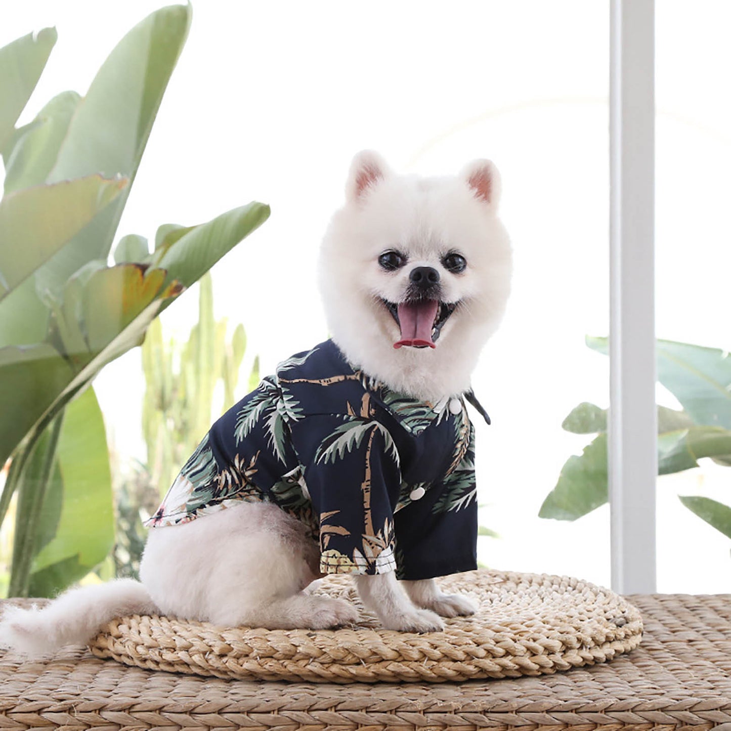 Pet Summer Cotton Shirts Hawaii Style Floral Pattern Dog Shirt Hawaiian Printed Puppy Doggie Shirt Beach Breathable Cool Clothes