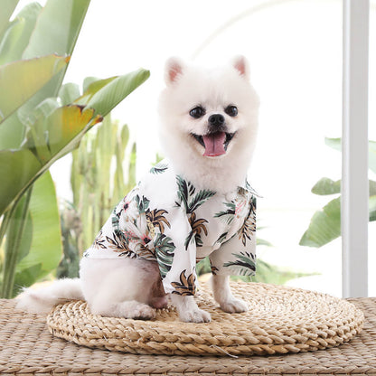 Pet Summer Cotton Shirts Hawaii Style Floral Pattern Dog Shirt Hawaiian Printed Puppy Doggie Shirt Beach Breathable Cool Clothes