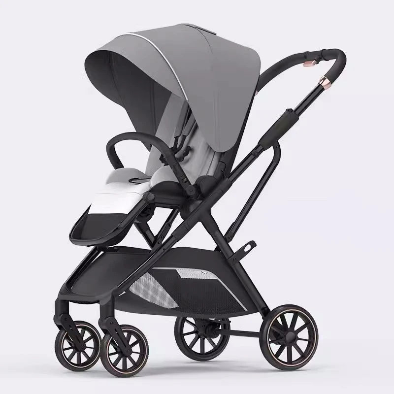 Fashion High View Baby Stroller Ergonomics Seat Bassinet for Newborn Portable Baby Pram One Hand to Recline Basket Pushchair