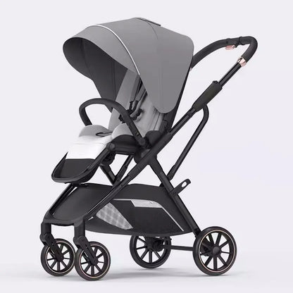 Fashion High View Baby Stroller Ergonomics Seat Bassinet for Newborn Portable Baby Pram One Hand to Recline Basket Pushchair