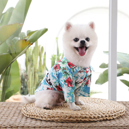 Pet Summer Cotton Shirts Hawaii Style Floral Pattern Dog Shirt Hawaiian Printed Puppy Doggie Shirt Beach Breathable Cool Clothes