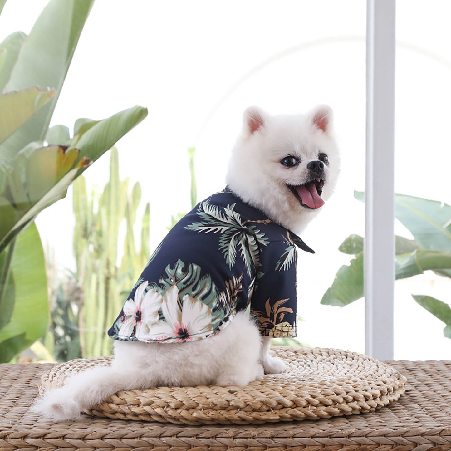 Pet Summer Cotton Shirts Hawaii Style Floral Pattern Dog Shirt Hawaiian Printed Puppy Doggie Shirt Beach Breathable Cool Clothes