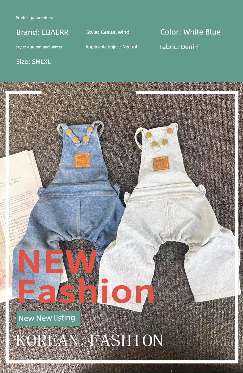 Autumn and Winter Denim Denim Skirt Two-Tone Casual Teddy Bichon Dog Clothes Blue White Pet Clothes