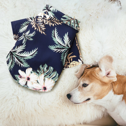 Pet Summer Cotton Shirts Hawaii Style Floral Pattern Dog Shirt Hawaiian Printed Puppy Doggie Shirt Beach Breathable Cool Clothes