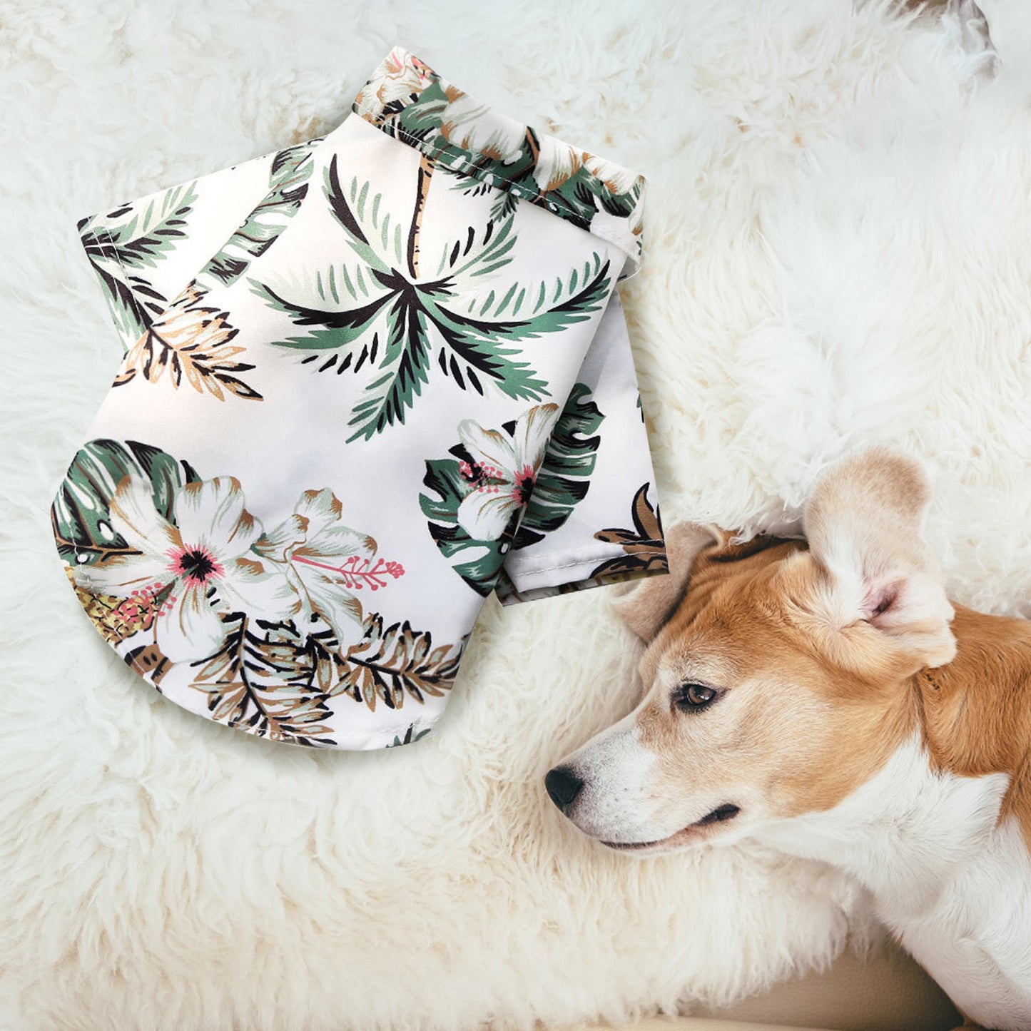 Pet Summer Cotton Shirts Hawaii Style Floral Pattern Dog Shirt Hawaiian Printed Puppy Doggie Shirt Beach Breathable Cool Clothes